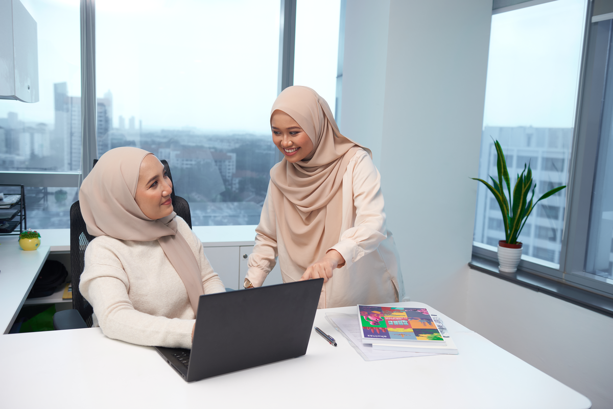 Graduate associates working together